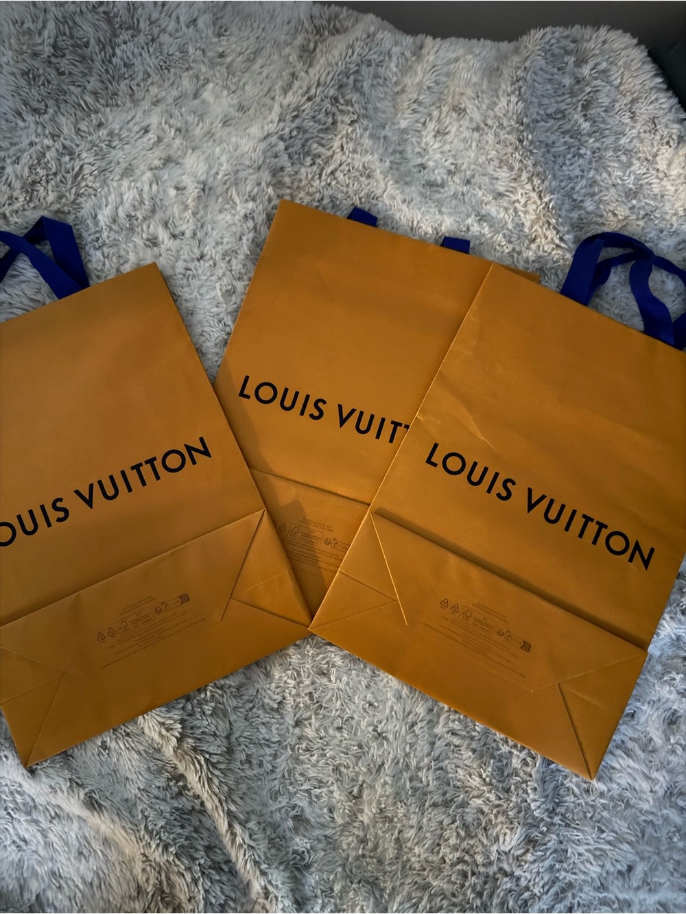 Louis Vuitton Orange Gift Tote with Blue Ribbon Handles
